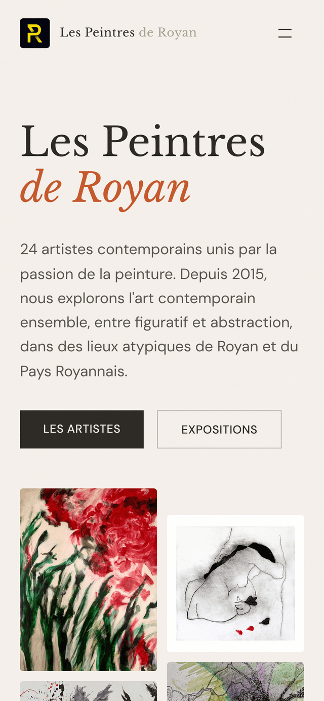 Site Les Peintres de Royan sur mobile